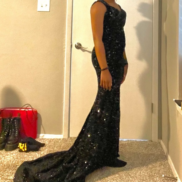Fashion Nova Black Sequin Maxi Gown - Picture 2 of 3